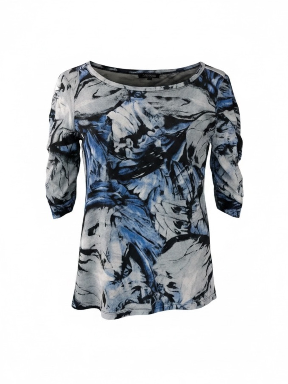 Investments Blue Black White Abstract Floral Blouse - Picture 3 of 8